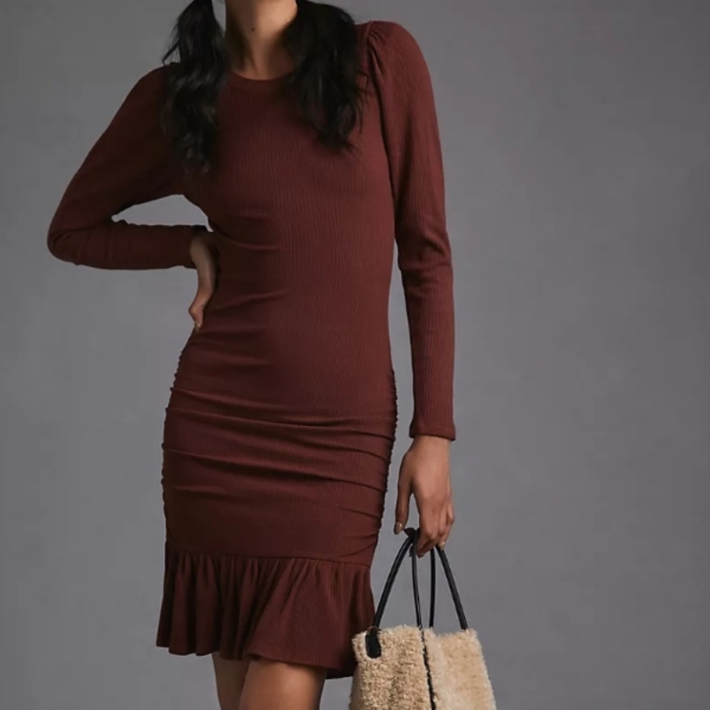 Sundry ruched ruffle dress NWT SZL